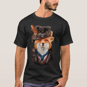 Sly fox in steampunk clothes. Watercolor drawing T-Shirt