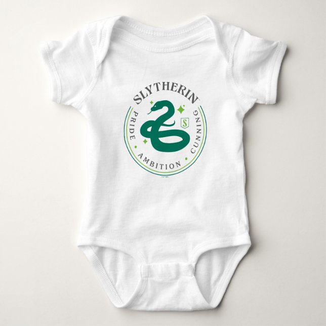 SLYTHERIN™ Green Snake House Pride Badge Baby Bodysuit (Front)
