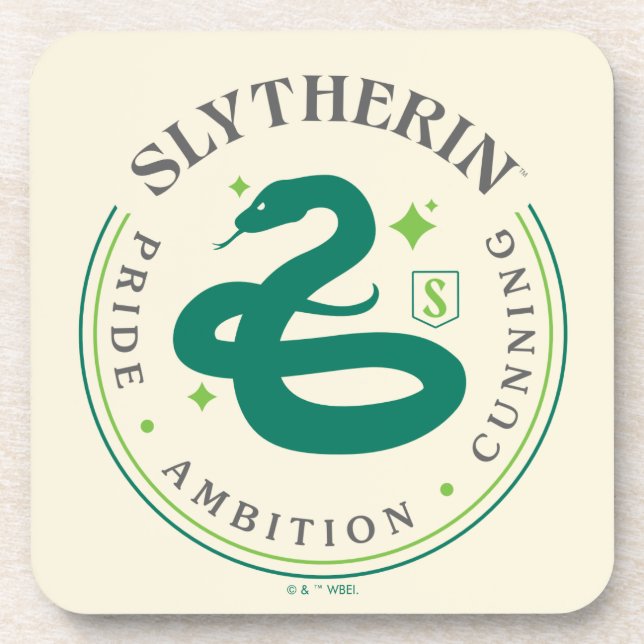 SLYTHERIN™ Green Snake House Pride Badge Coaster (Front)