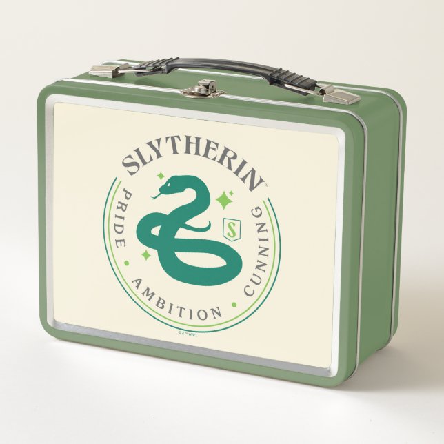 SLYTHERIN™ Green Snake House Pride Badge Metal Lunch Box (Front)