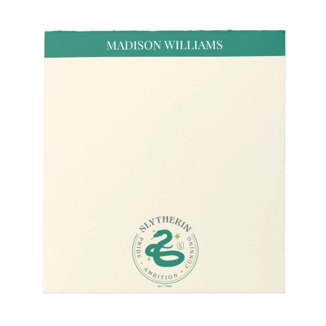 SLYTHERIN™ Green Snake House Pride Badge Notepad (Front)