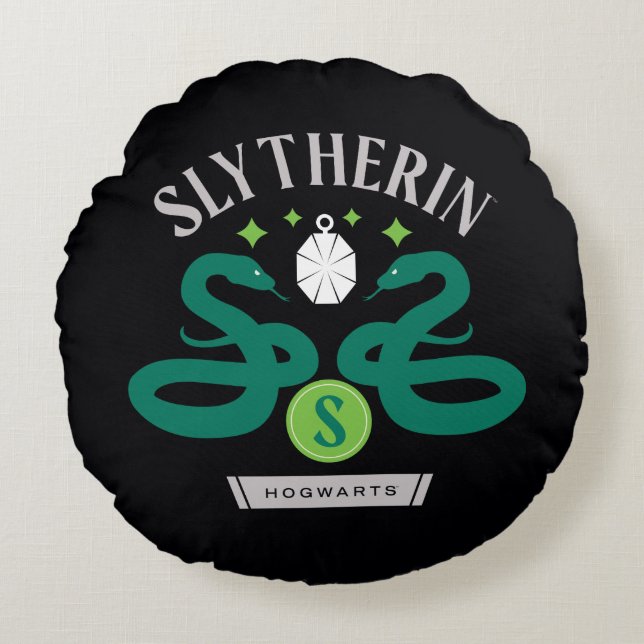 SLYTHERIN™ House Double Snake Locket Graphic Round Cushion (Front)