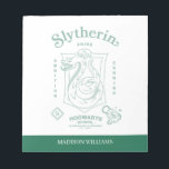 SLYTHERIN™ Pride Ambition Cunning Crest Notepad<br><div class="desc">Show your house pride with this bold Slytherin™ crest design, honoring the ambition and cunning that define this iconic Hogwarts™ house. Featuring the striking serpent coiled within a classic shield, the artwork highlights Slytherin’s core traits — Ambition, Pride, and Cunning — in a clean, vintage-inspired layout. Rendered in signature house...</div>
