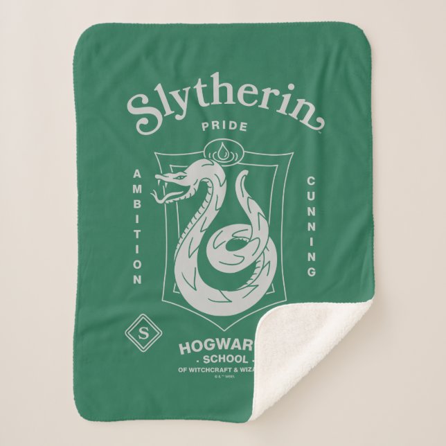 SLYTHERIN™ Pride Ambition Cunning Crest Sherpa Blanket (Front)