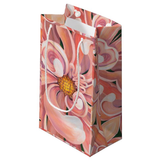 Sm Gift Bag Peach Dahlia (Front Angled)
