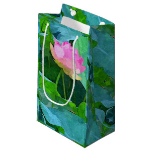 Sm Gift Bag Pink Lotus Abstract