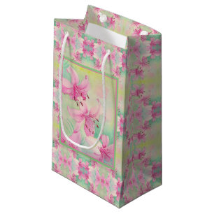 Sm Gift Bag Pink Watercolor Lilies