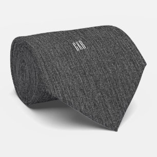 Sm Monogram Dark Grey Denim Print Necktie