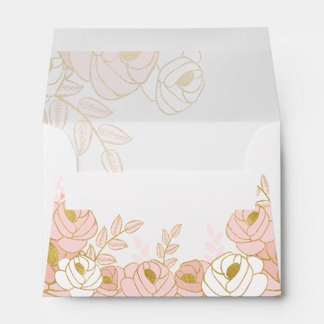 SM Pink Floral with White and Golden Accents Envelope (Back (Bottom))