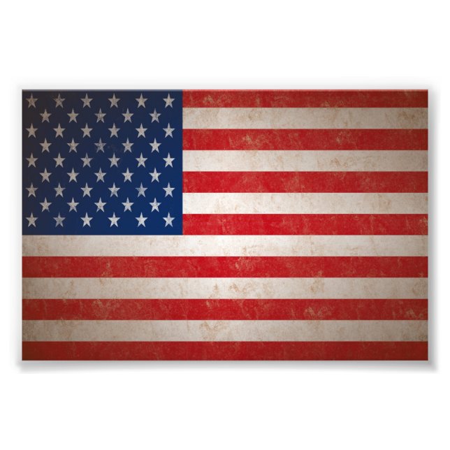 Sm. Vintage Grunge Style American Flag Photo Print (Front)