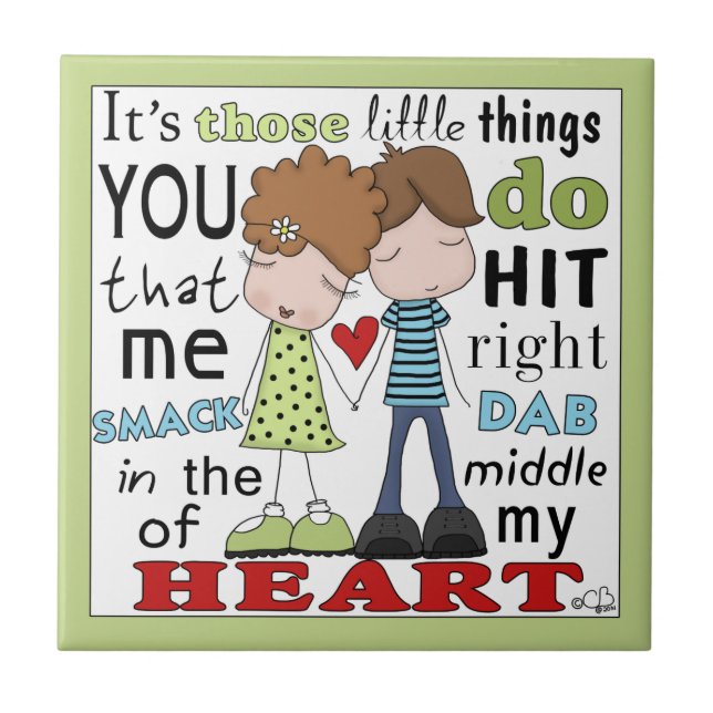 Smack Dab-Cute Couple Ceramic Tile (Front)
