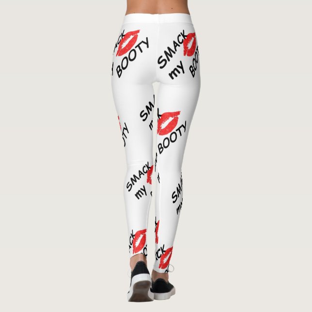 Smack my booty, kinky design with red lips leggings (Back)