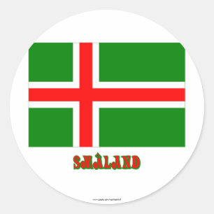 Småland flag with name (unofficial) classic round sticker