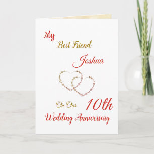Small 10th Anniversary design greeting Card