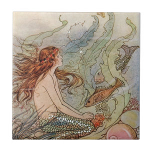 Small (4.25" x 4.25") Ceramic Mermaid Tile