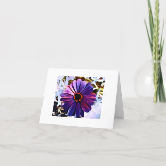 Small, 4" x 5.6" Folded Card. Purple Flower. Thank You Card