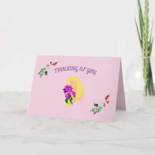 Small, 4" x 5.6" Folded Note Card :THINKING OF YOU