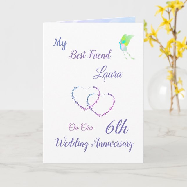 Small 6th Anniversary design greeting Card (Yellow Flower)