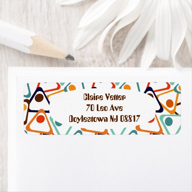 Small 70s Triangles  Return Address Label (Insitu)