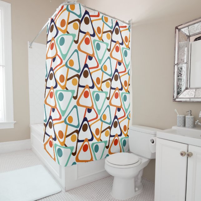 Small 70s Triangles  Shower Curtain (In Situ)
