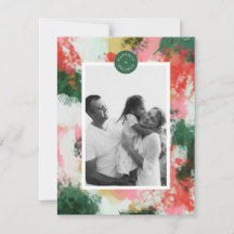 Small Abstract Cheer Christmas Holiday Photo Card