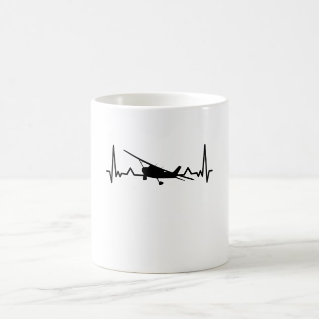 Small Aeroplane Heartbeat Aircraft Pilot Gifts Coffee Mug (Center)
