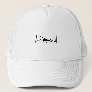 Small Aeroplane Heartbeat Aircraft Pilot Gifts Trucker Hat