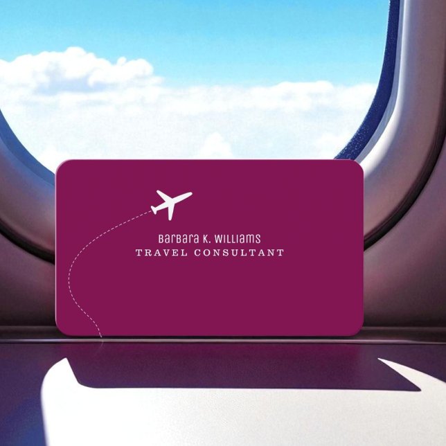 Small Aeroplane Travel Consultant Wine  Business Card (Creator Uploaded)