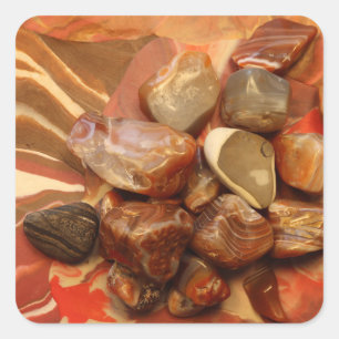 Small Agates Blue Water Abstract Photo  Square Sticker
