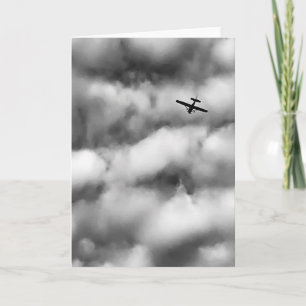 Small Airplane Flying in Cloudy Sky Photo Greeting Card
