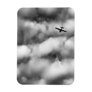 Small Airplane Flying in Cloudy Sky Photo Magnet