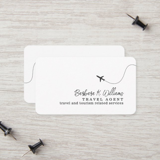 Small Airplane Travel Agent White Calling Card (Front/Back In Situ)