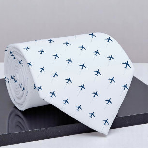 Small Airplanes on Light-Blue Jet Pilot  Tie