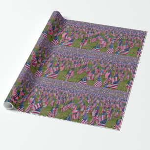 Small American Flag Rows Wrapping Paper