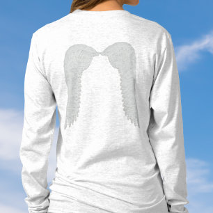 Small Angel Wings on Reverse Long Sleeve T-Shirt