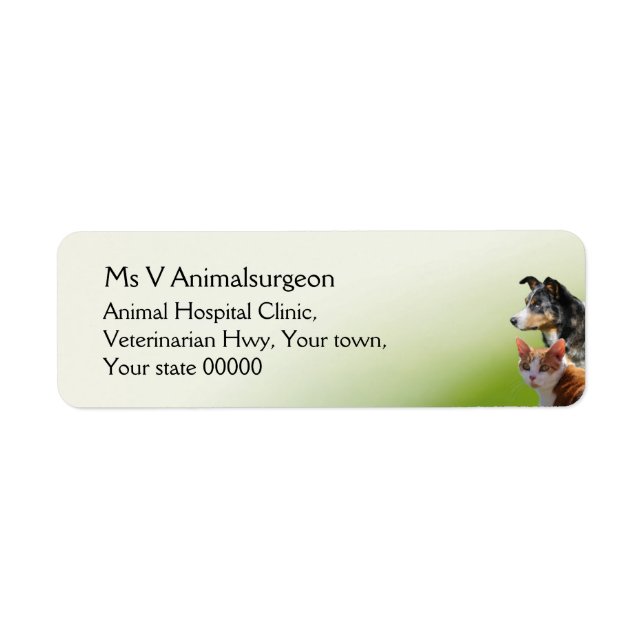Small animal vet return address label (Front)