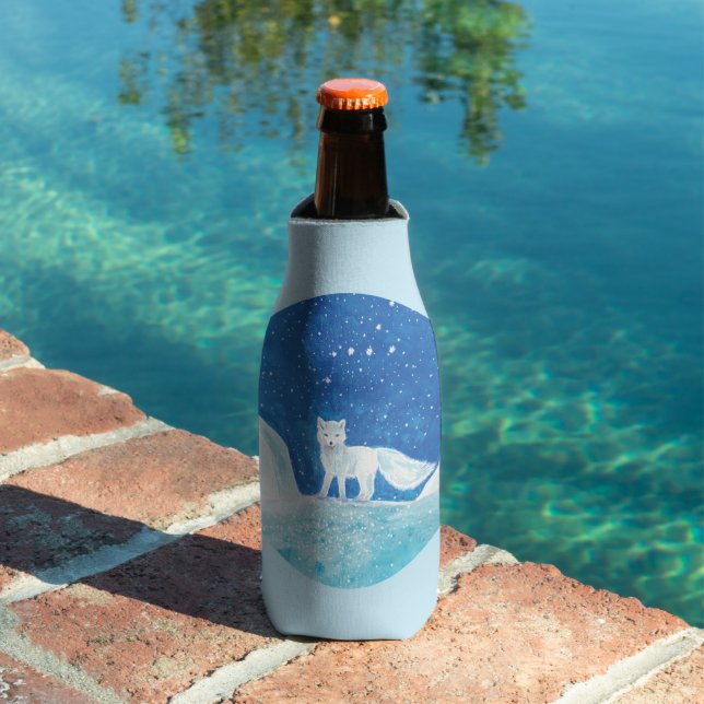 Small Arctic Fox (Vulpes lagopus) Illustration    Bottle Cooler (In Situ Pool)