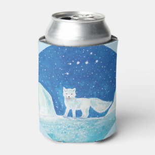 Small Arctic Fox (Vulpes lagopus) Illustration Can Cooler