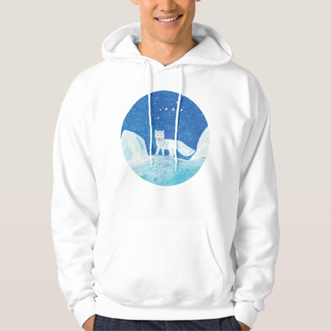 Small Arctic Fox (Vulpes lagopus) Illustration    Hoodie (Front)
