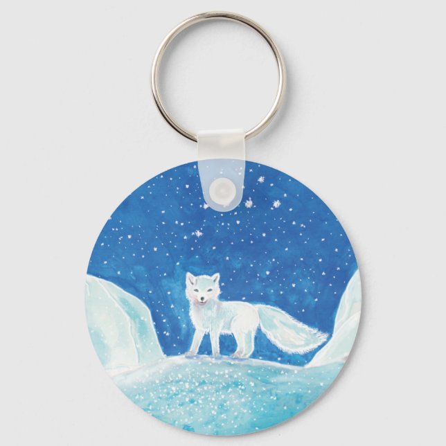 Small Arctic Fox (Vulpes lagopus) Illustration    Key Ring (Front)
