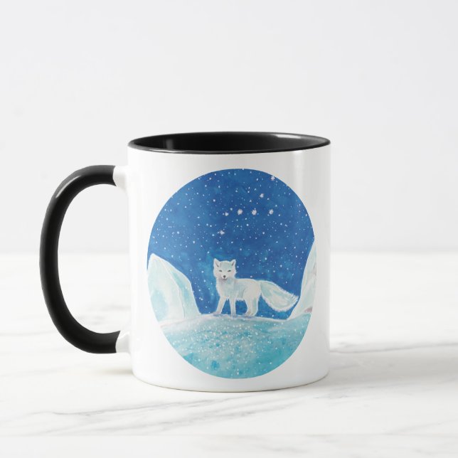 Small Arctic Fox (Vulpes lagopus) Illustration  Mug (Left)