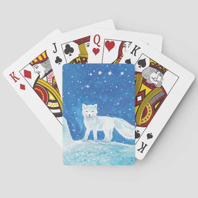 Small Arctic Fox (Vulpes lagopus) Illustration Playing Cards (Back)
