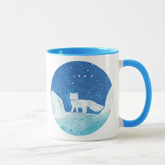 Small Arctic Fox (Vulpes lagopus) Pale Blue Mug (Right)