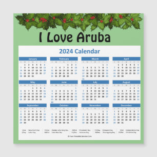 Small Aruba 2024 Yearly Magnetic Calendar