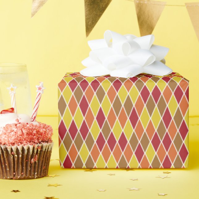 Small Autumn-Toned Harlequin Wrapping Paper (Birthday Party)
