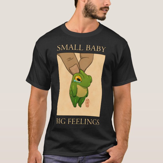 Small Baby Big Feelings Cute Frog Artwork Asian Ja T-Shirt (Front)