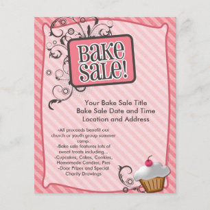 Small Bake Sale Flyers, Sweet Pink Swirls Flyer