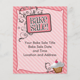 Small Bake Sale Flyers, Sweet Pink Swirls Flyer