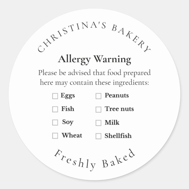 Small Batch Allergy Allert Label (Front)