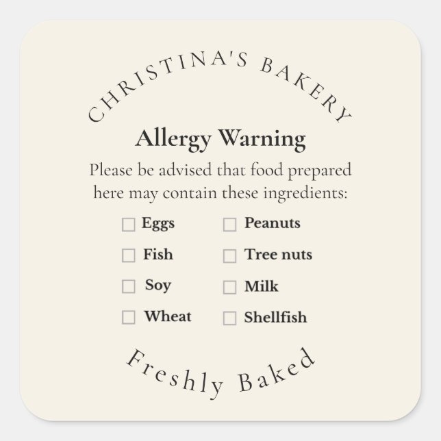 Small Batch Allergy Allert Label (Front)